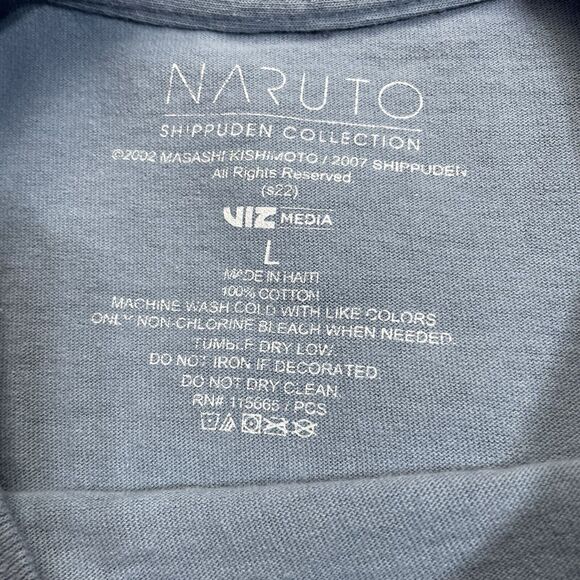 Naruto Shirt Mens Large Shippuden Oversized Naruto Kanji Men's Blue Fog 2002 - Picture 6 of 14